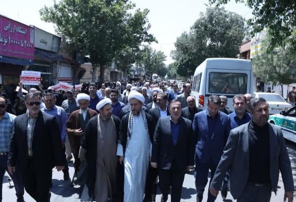  راهپیمایی مردم قزوین در محکومیت جنایت سحرگاه امروز رژیم صهیونیستی 
