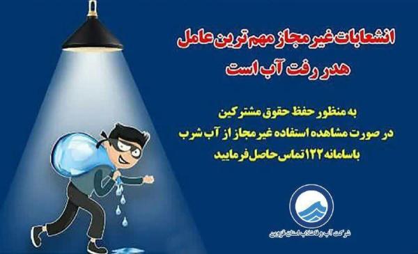  ۳۰۷ فقره انشعاب غیرمجاز آب آشامیدنی در استان قزوین کشف شد 