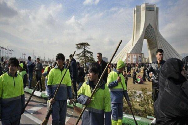 پاکیزگی و نظافت محیط در طول مسیر مراسم تشییع در تهران