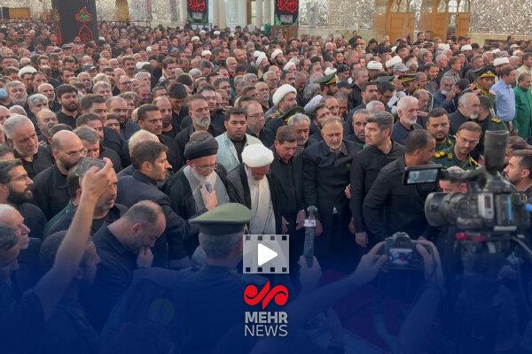 اقامه نماز بر پیکر سپهبد شهید حسین سلامی در حرم حضرت عبدالعظیم حسنی(ع)