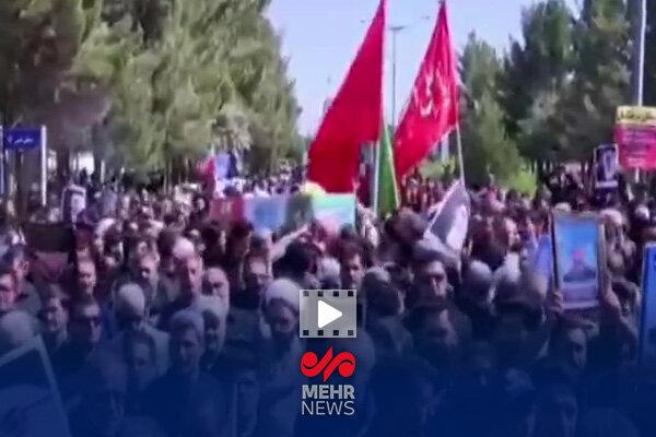 تصاویری از آئین تشییع پیکر شهید همتی نژاد در رودبار