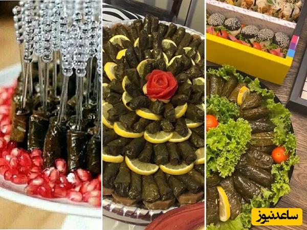 ایده های خلاقانه تزئین بشقاب دلمه برگ مو / با این دیزاین ها تو مهمونی‌ها همیشه حرف اول رو بزن+ عکس
