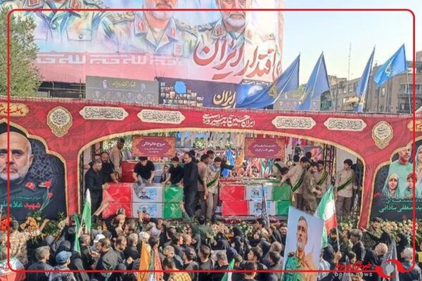  پوشش زنده خبرنگار شبکه العربی قطر از مراسم تشییع پیکر شهدای اقتدار 
