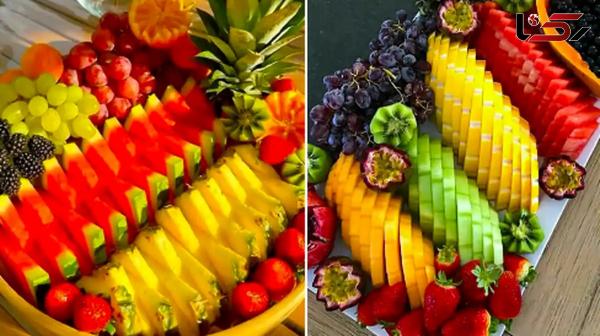  چیدمان رنگی سینی میوه تابستانه؛ 15 ایده جذاب برای مهمانی‌ های خاص 