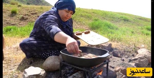 طرز تهیه کباب تابه‌ای مخصوص بروش روستایی در کوه دماوند/ نگم از عطر و طعمش که نظیر نداره!