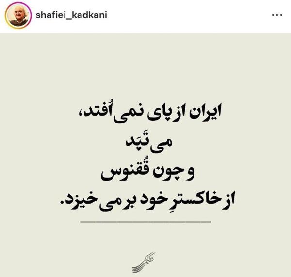 شفیعی کدکنی: ایران از پای نمی‌افتد