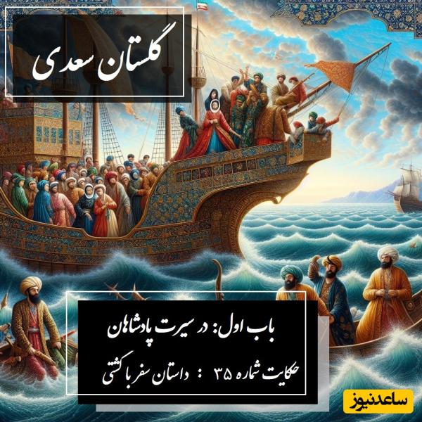 حکایت‌های سعدی در گلستان / باب اول در سیرت پادشاهان حکایت شماره 35: داستان عاقبت سفر با کشتی + فایل صوتی و نسخه‌های قدیمی