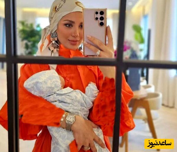 نگاهی به کیک تولد دایره ای شکل و مینیمال مینا مختاری با نوشته ای ساده روی آن +عکس/ مبارکااا باشه
