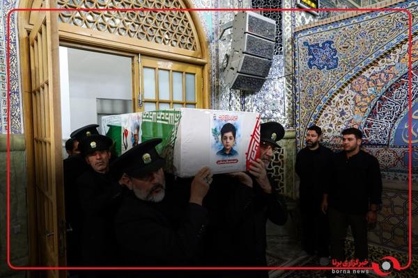  وداع با پیکر ۴ شهید حملات رژیم صهیونیستی در حرم امام رضا(ع) 