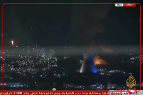  الجزیره نیروگاه حیفا را در حال سوختن به صورت زنده از تلویزیون نشان می‌دهد 