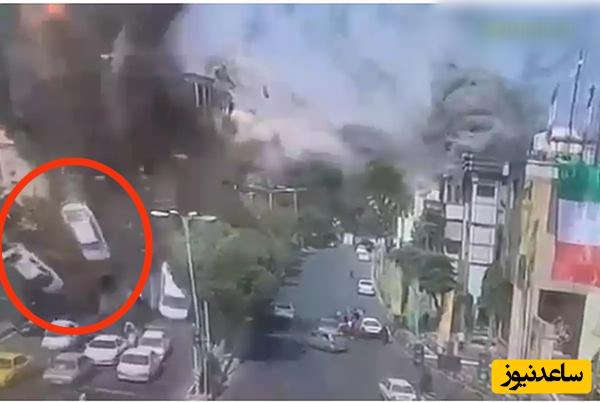 (فیلم) لحظه وحشتناک انفجار در تجریش در اثر حمله اسرائیل که یک خودرو را تا طبقه چهارم به هوا پرتاب می‌کند! / اسرائیل با مردم کاری نداره؛ فقط نظامی میزنه؟!؟!