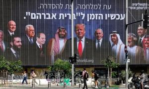 بیلبورد جنجالی در تلآویو؛ ترامپ، نتانیاهو و رهبران ۸ کشور عربی در یک قاب