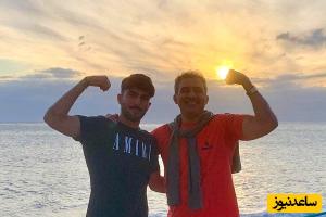استایل ورزشی شیک و مارک دار احمدرضا عابدزاده با زانوی باندپیچی شده بعد عمل جراحی در آمریکا+عکس