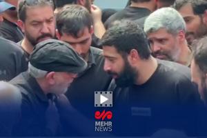 گفتوگوی سردار قاآنی با خانواده شهید حاجیزاده در مراسم تشییع شهدا