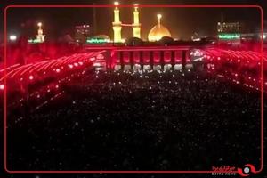 لحظه روشنشدن چراغهای قرمز و سیاهپوشی حرم سیدالشهدا(ع)