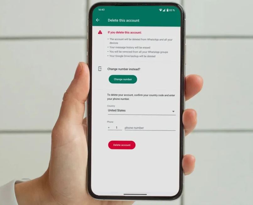 آموزش تصویری حذف کامل اکانت واتساپ در iOS